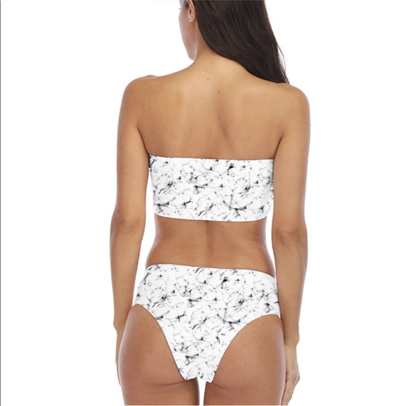 215. marble high waist bandeau swimsuit - Picture 3 of 6